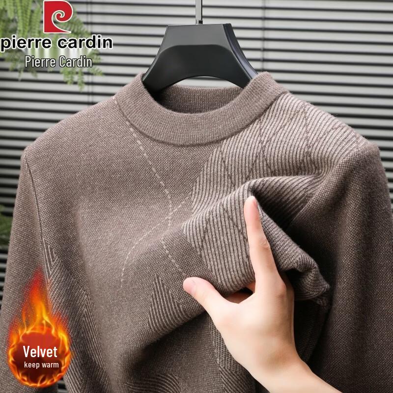 Pierre Cardin Men's Thermal Fleece-Lined Crew Neck Knit Sweater