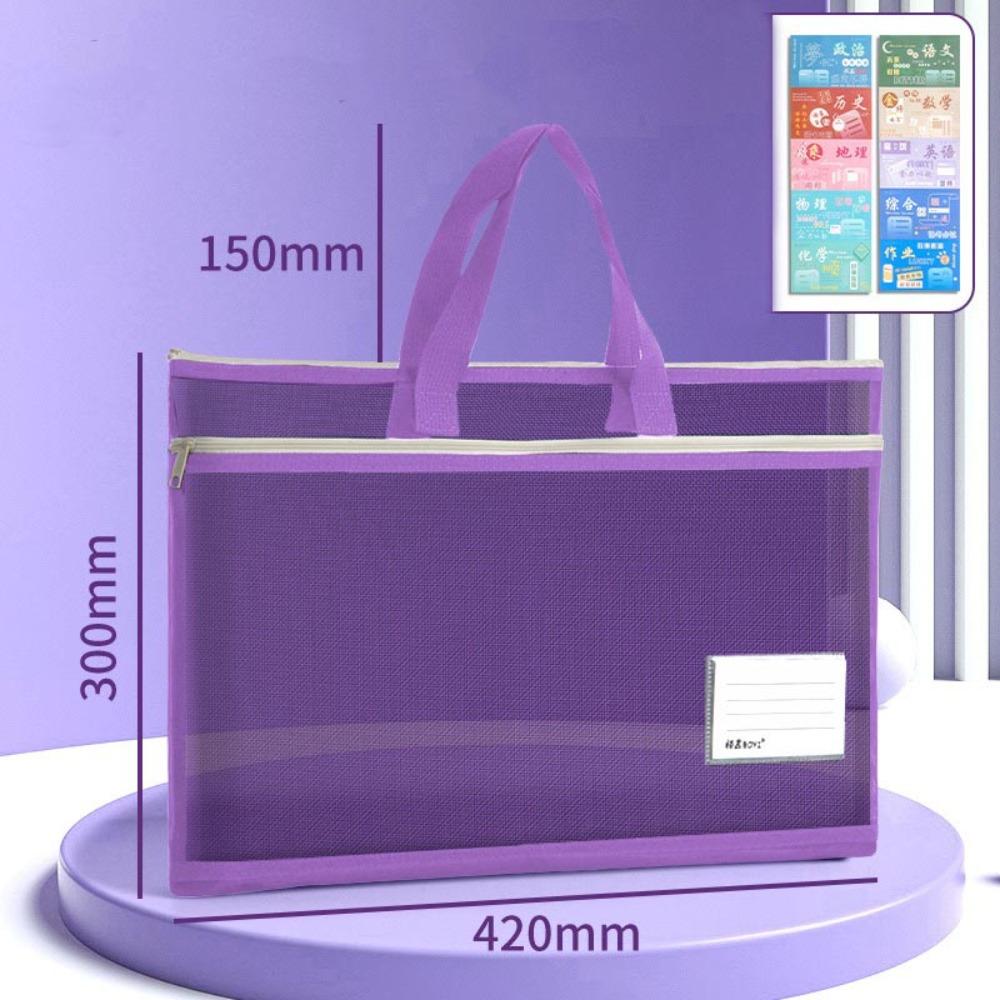 A3 Large Capacity Mesh Art Bag Large 8k Sketch Drawing Album A4 Test Paper Bag Zip Handbag Shoulder Bag Nylon Mesh School