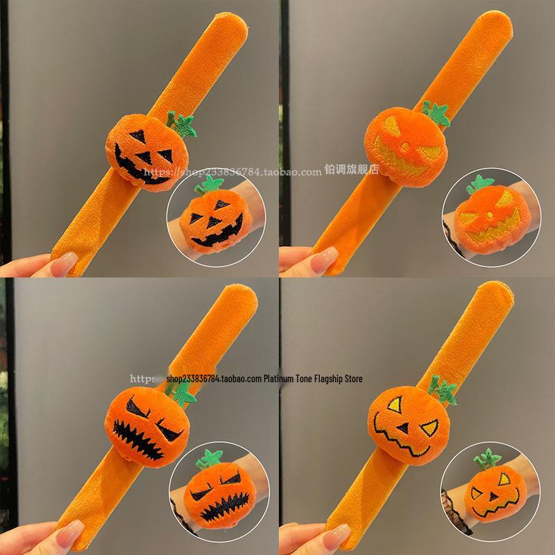 Zabawna Halloweenowa Bransoletka Snap - Wzór Pająka i Dyni