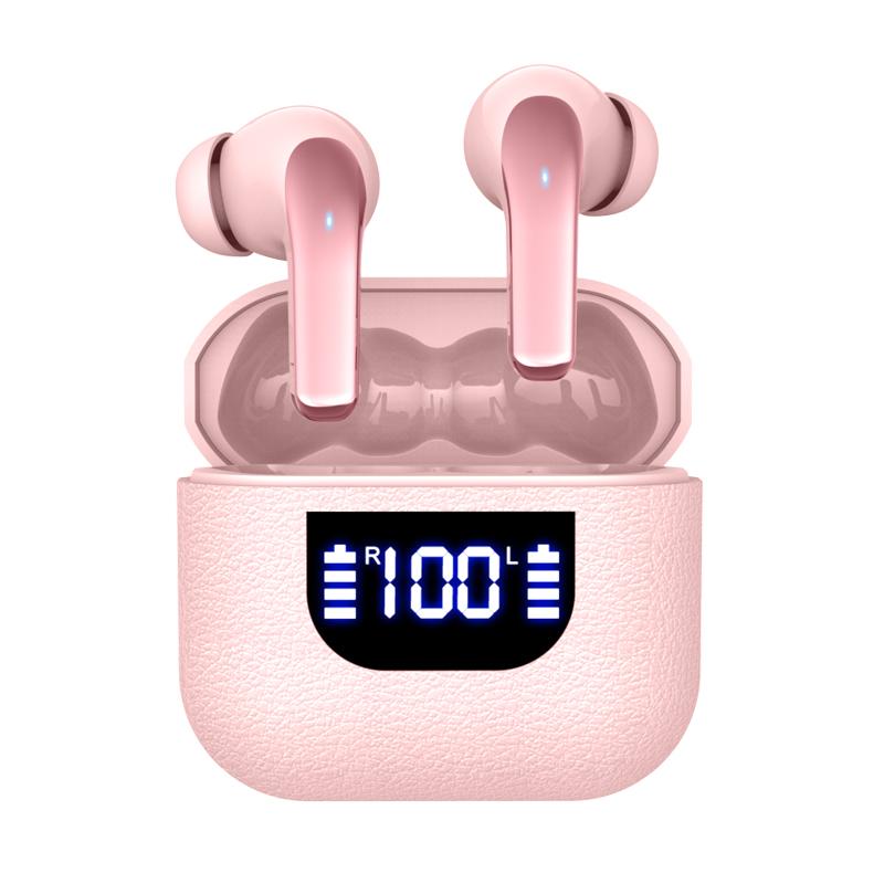 Wireless Earphone 40dB Noise Cancelling Bluetooth 5.3 Headphone with LED Display HD Call Earbuds for Business Office Travel Game