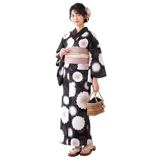 NISHIORI Yukata Set Ladies Two-Piece Choose Wrinkle Heko Obi 2-Piece Adult Cute Elegant Flower Pattern Summer Festival Fireworks Event