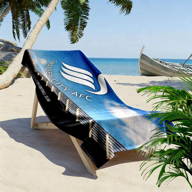 Swansea AFC Print Beach Towel, Large Soft Quick Dry Towel for Beach Camping Swimming