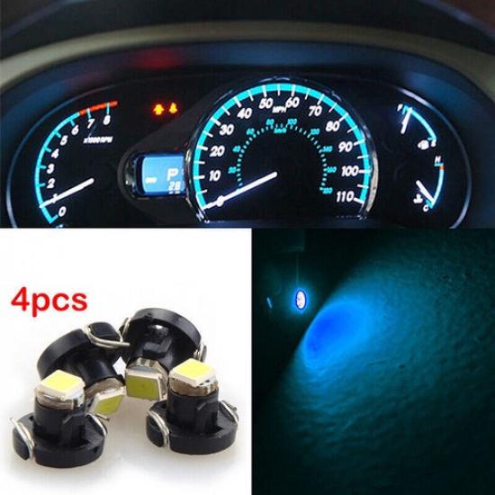 T4 Instrument LED Bulbs 1SMD Light Neo Wedge Gauge Dash Lights Ice Blue LAMP 4PC