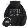 American Fashion Retro Motorcycle Acceleration 299 Km Printed Hooded Sweater Men's and Women's Loose Plus Size Sportswear