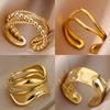 Minimalist Line Stainless Steel Open Rings For Women Gold Color Wedding Aesthetic Ring Designer Jewelry Accessories BFF Anillo