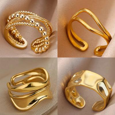 Anneaux Ouverts Minimalistes en Acier Inoxydable pour Femmes Couleur Or Anneau Esthétique Mariage Accessoires de Bijoux Designer BFF anillo