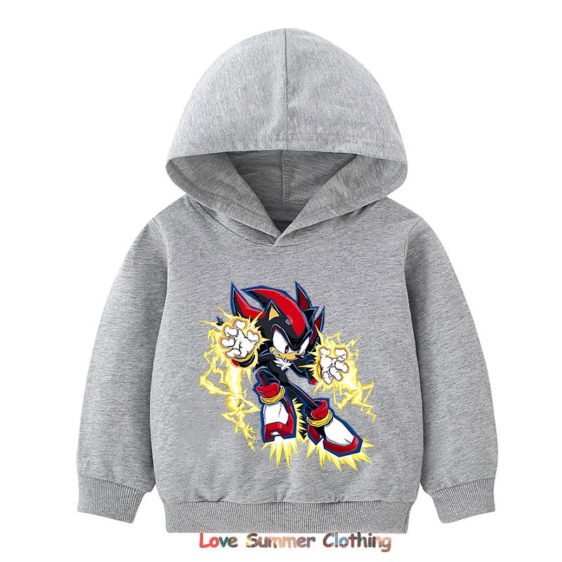 2025 Shadow Kids Hoodie Boys Pullover 4-14Yrs Girls Tops Hedgehog Long Sleeve Sweatshirt Polyester