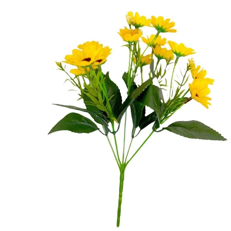 Artificial Daisies Real Touch Plastic Wildflowers Wedding Bridal Bouquet Tabletop Floral Arrangement Faux Daisy Home Decoration