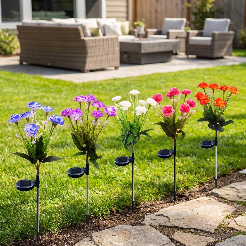 Simulation Flower Outdoor Yard Lights 7 Heads Solar LED Lights Garden Floral Lamp Lawn Decoration