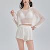 Pullover Long Sleeve Swimsuit Hollow Out Three Pieces Set Swimwear Swimming Pool