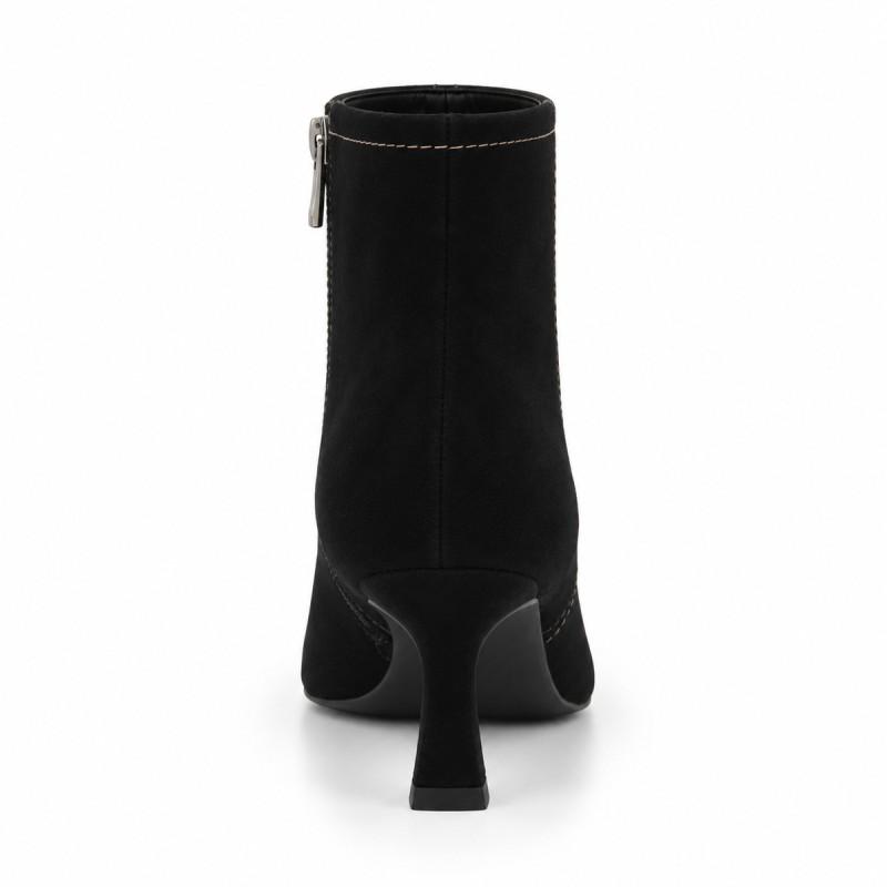 Botín Negro Ante Tacón Fino Cremallera Interior Montevita 105398