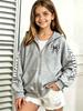 Kids Boys Girls Red Checkered Bow Zip Up Hoodie Sweatshirt Teen Graphic Plaid Bowknot Jacket Spring Autumn Winter Coat