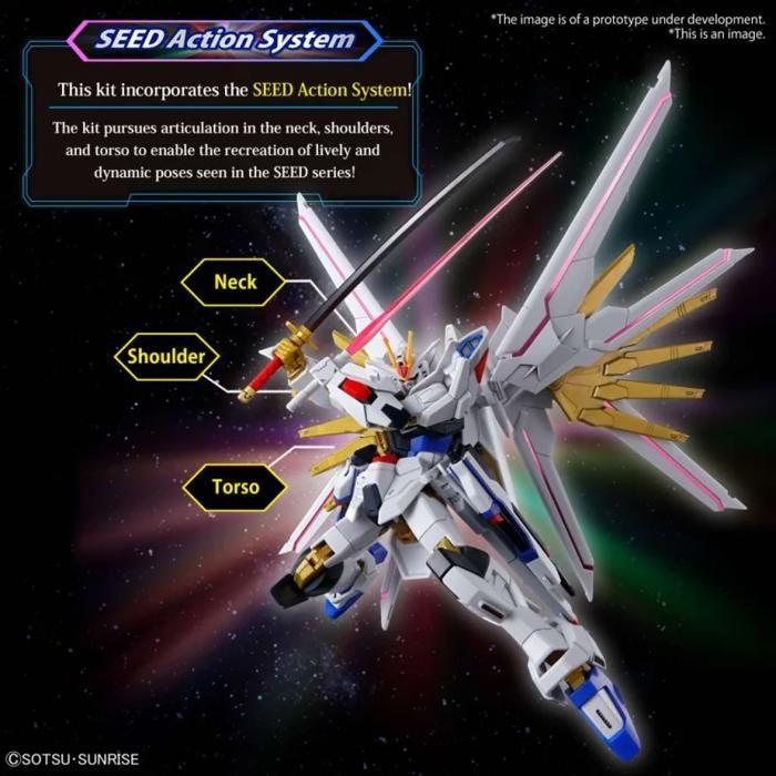 Plastikmodell - Bandai Spirits - Mighty Strike Freedom Gundam - Maßstab 1/144 - Dynamische Posen - 3D-Metallaufkleber