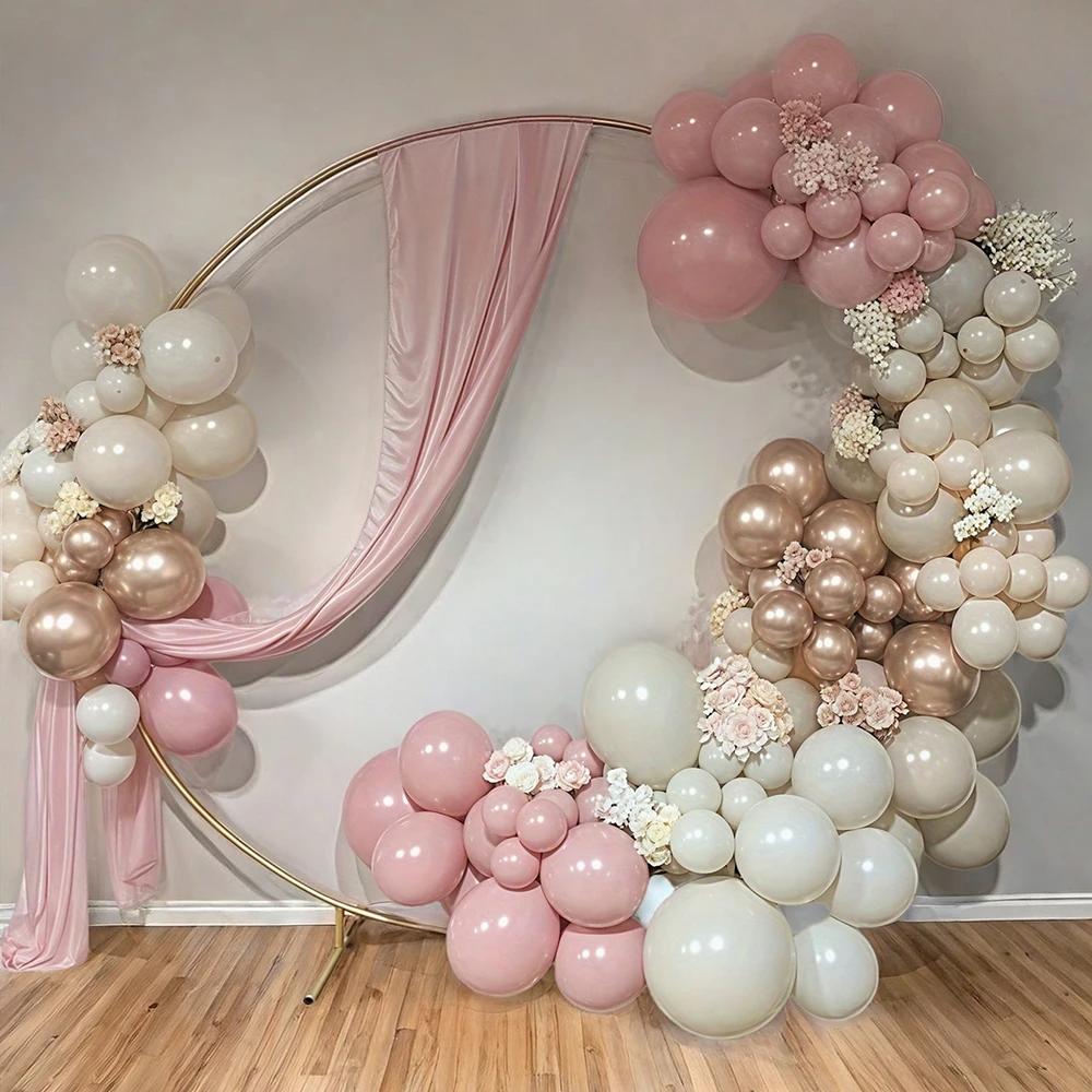 32/52/62pcs Macaron Pink Retro Sand White Champagne Golden Balloons Set For Birthday,Party,Wedding,Valentine's Day, Anniversary