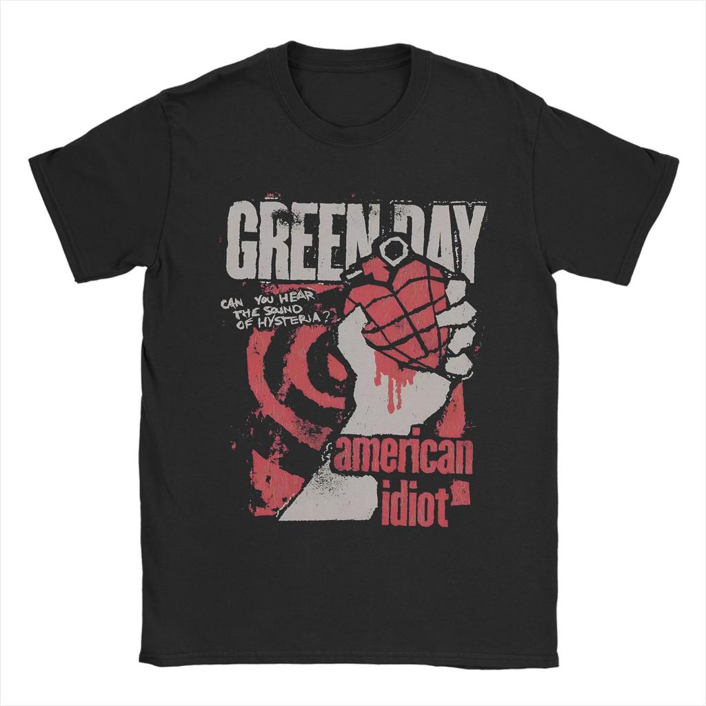 Funny Green Day American Idiot Tshirt Men's Round Neck Short Sleeve Clothes Cotton Summer TopsTops