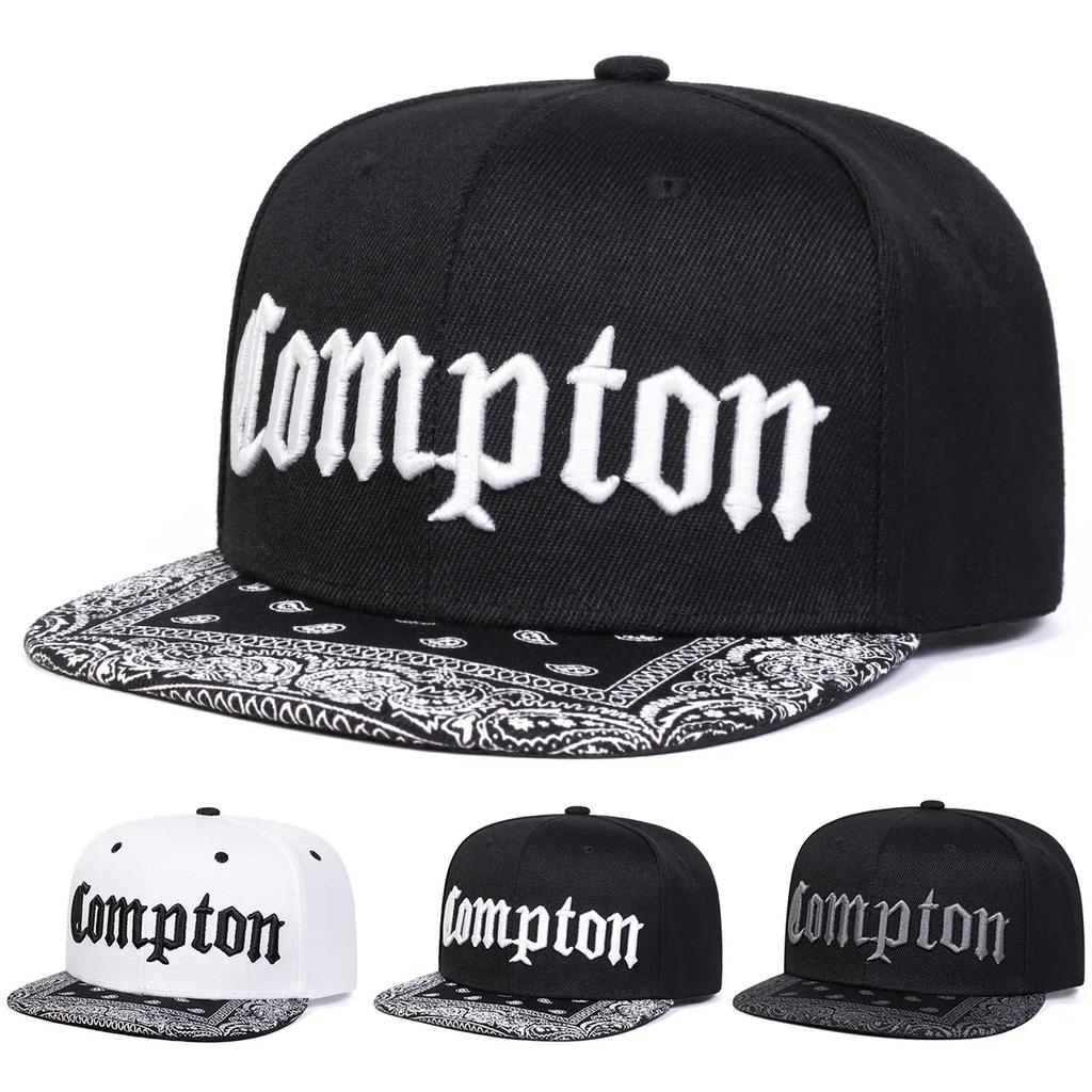Unisex Czapki Hip-hopowe z Haftem Litery COMPTON Wiosna Jesień Regulowane Codzienne Snapback Czapki Baseballowe Outdoorowa Czapka Chroniąca Przed Słońcem
