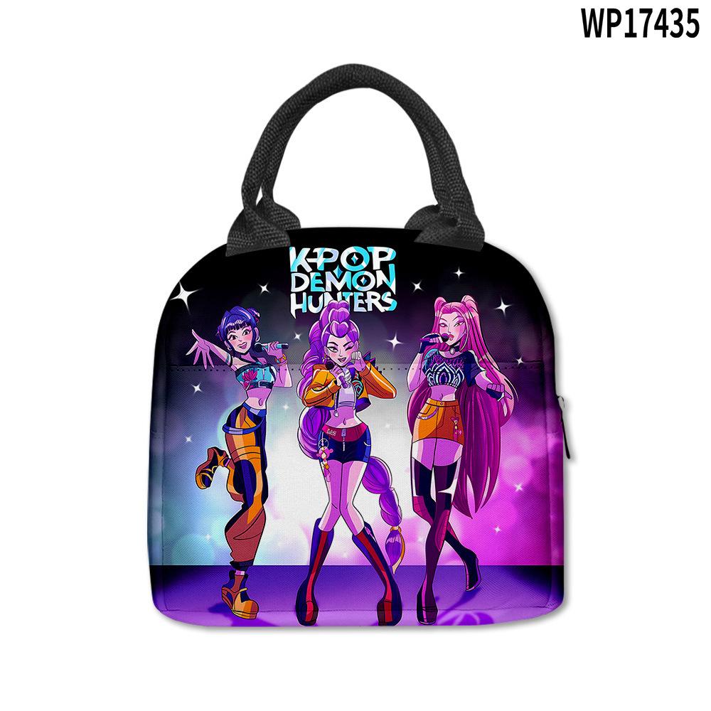 Demon Hunter Girl Group Peripheral Lunch Bag, Cartoon Printing Waterproof And Wear-Resistant, Student Office Worker Thermal Insulation Lunch Box Bag