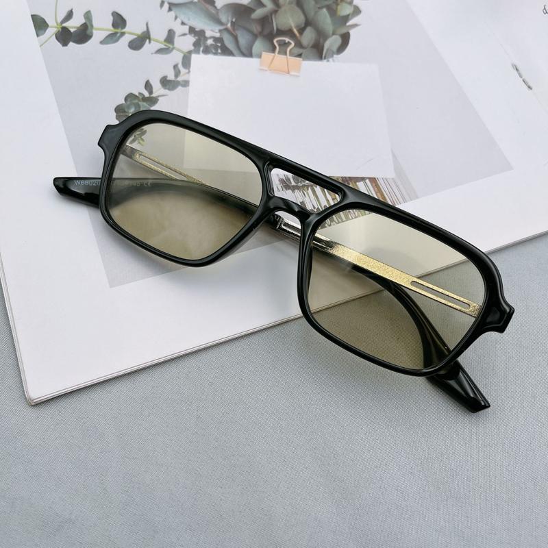 Retro Square Sunglasses Men Women Unisex Fashion Double Beam Trendy European American Style UV Protection