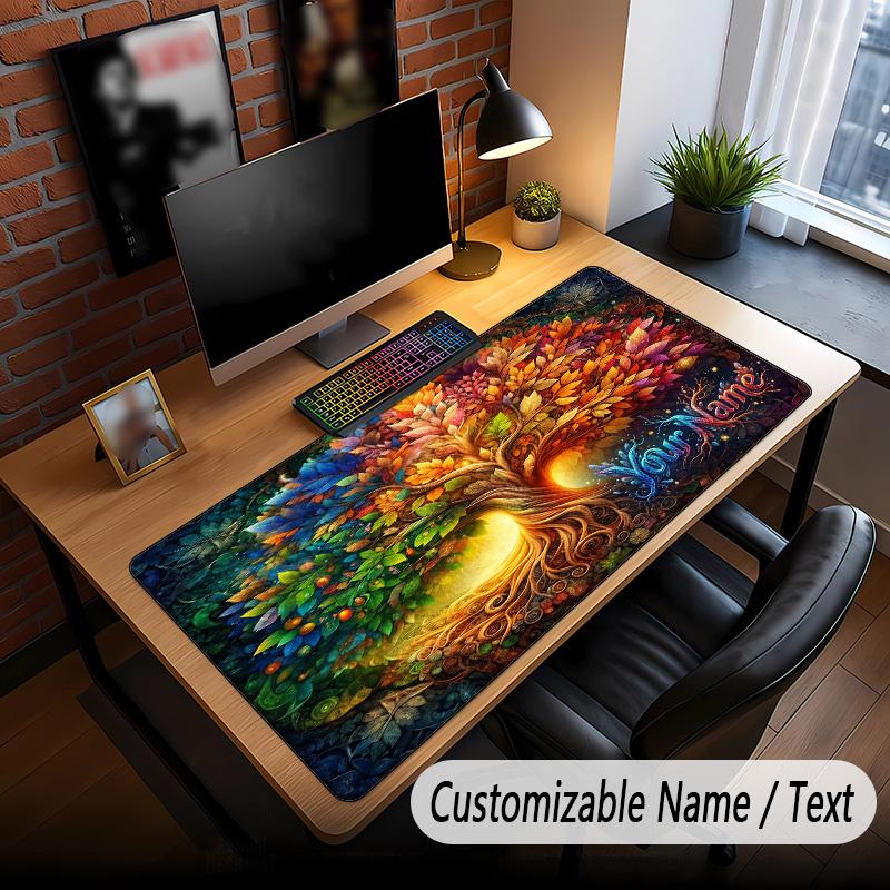 Tree of Life Theme Custom Mouse Pad Personalized With Name Text Customized Desk Mat For Office Home Decor