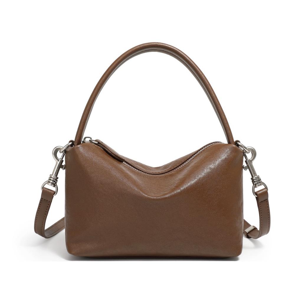 Vintage Commuter Top-Layer Cowhide Handbag, Fashionable Versatile Pillow Bag, Single Shoulder Crossbody Bag, Niche Minimalist Handbag