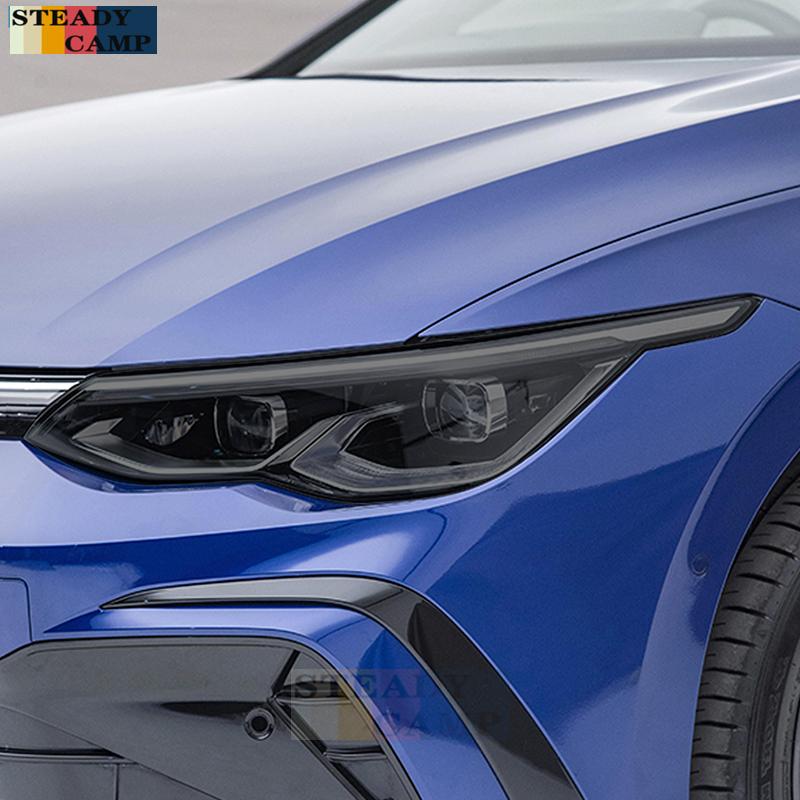 2 Pcs Car Headlight Protective Film Smoked Black Tint Wrap Vinyl Transparent TPU Sticker For Volkswagen VW Golf 8 MK8