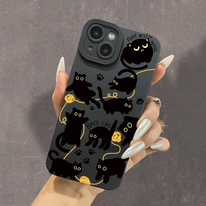 Stylish cat graphic phone case for iPhone 15 14 13 12 11 x XR Xs SE2 SE 8 7 plus pro Max mini silicone back cover