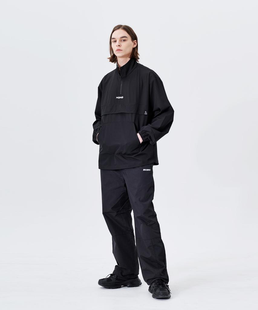 Mozmoz Center Embroidery Back Label Functional Anorak Black
