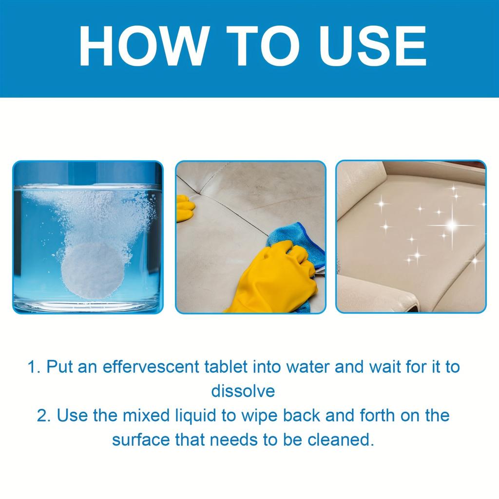 Fabric Sofa Cleaner Tablets,Multi-Effect Stain Remover and Fabric Renewal for Leather and Upholstery Care,Indoor Use-Powder Form