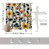 Floral Shower Curtain, Vibrant Yellow & Orange Flowers With Dark Blue Leaves On Beige, Fade-Resistant Polyester,Machine Washable