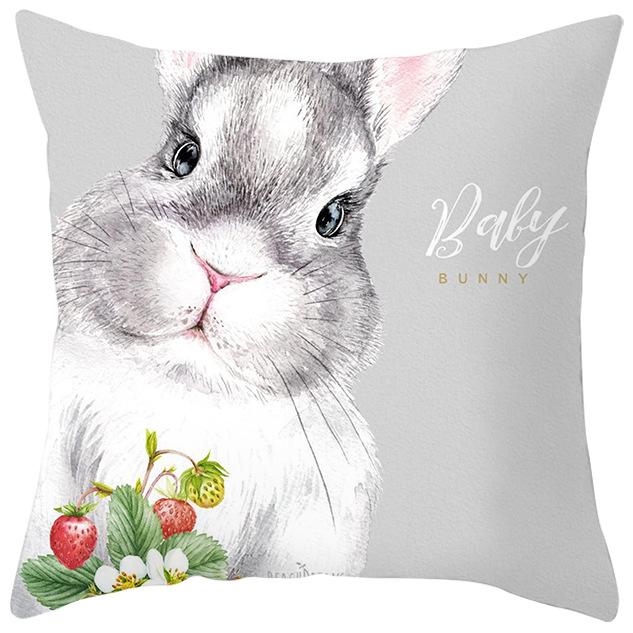 Easter Peach Leather Velvet Pillowcase Spring Painted Rabbit Flowers Digital Printed Home Fabric Pillowcase