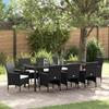 Garden Dining Set with Cushions 9 pcs Black Poly Rattan