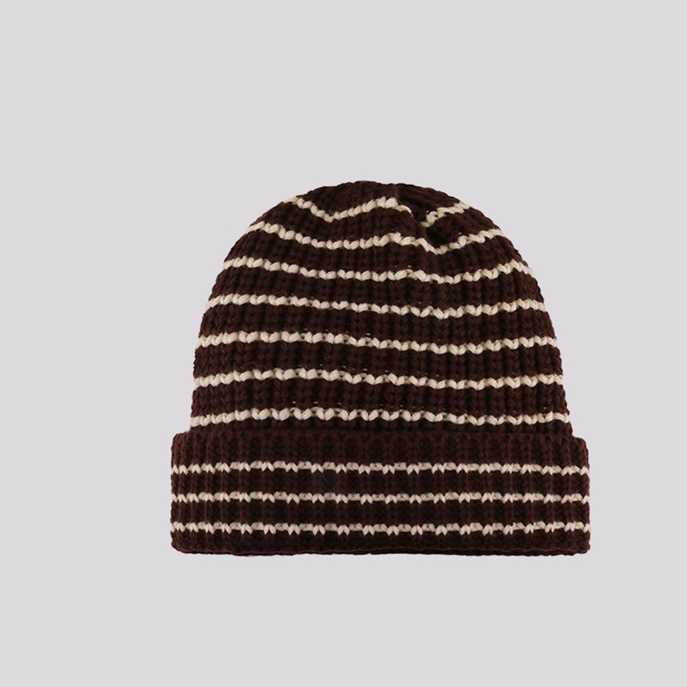 Ins Little Devil Women Stripe Beanie Striped Skull Cap Fashion Knit Hat Autumn Winter