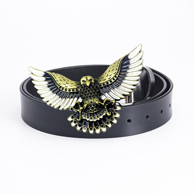 Domineering Eagle Fashion Belt Hip Hop Rock Style Men's Whole Cowhide Personalized Retro Belt Stage Decoration Belt