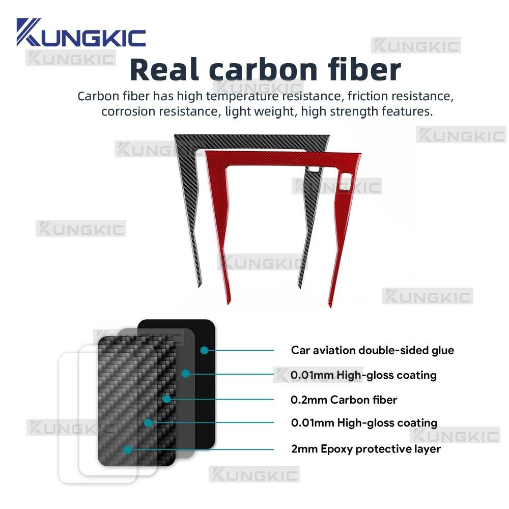 Real Soft Carbon Fiber Sticker LHD RHD For Peugeot 208 E-208 2020 2021 2022 2023 2024 2025 Car Central Control Panel Trim