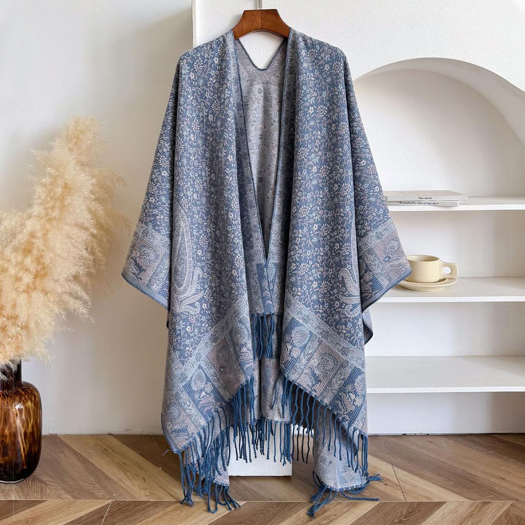 Winter Women Poncho Warm National Style Large Shawl Paisley Print Thickening Blanket Luxury Scarf Female Cloak Pashmina