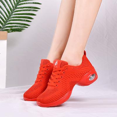 Square Dance Shoes Sailor Ghost Step Middle Heel Dance Shoes Female Adult Fly Knitting Dancing Women's Shoes Soft-soled Sports Fitness Shoes