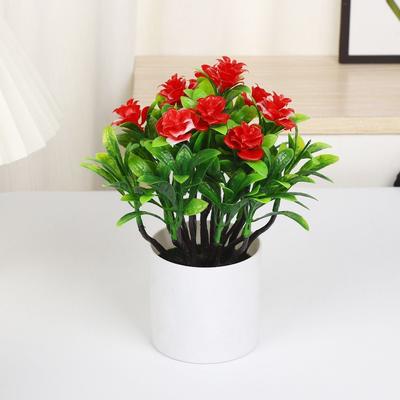 5 Colors Artificial Potted Plant 18*22cm Plastic Simulated Tree Ornaments Camellia Flower Potted Plant