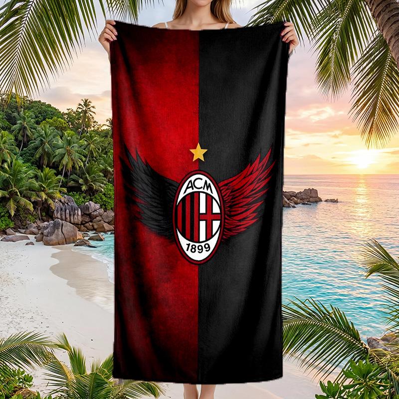 Asciugamano da Spiaggia AC Milan Morbido Microfibra Asciugamano Estivo Asciugatura Rapida Assorbente per Spiaggia Piscina Viaggio