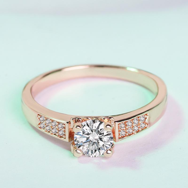 Korean Version of Rose Gold Ring High Carbon Imitation Diamond Ring Fashion Women's Pair Ring