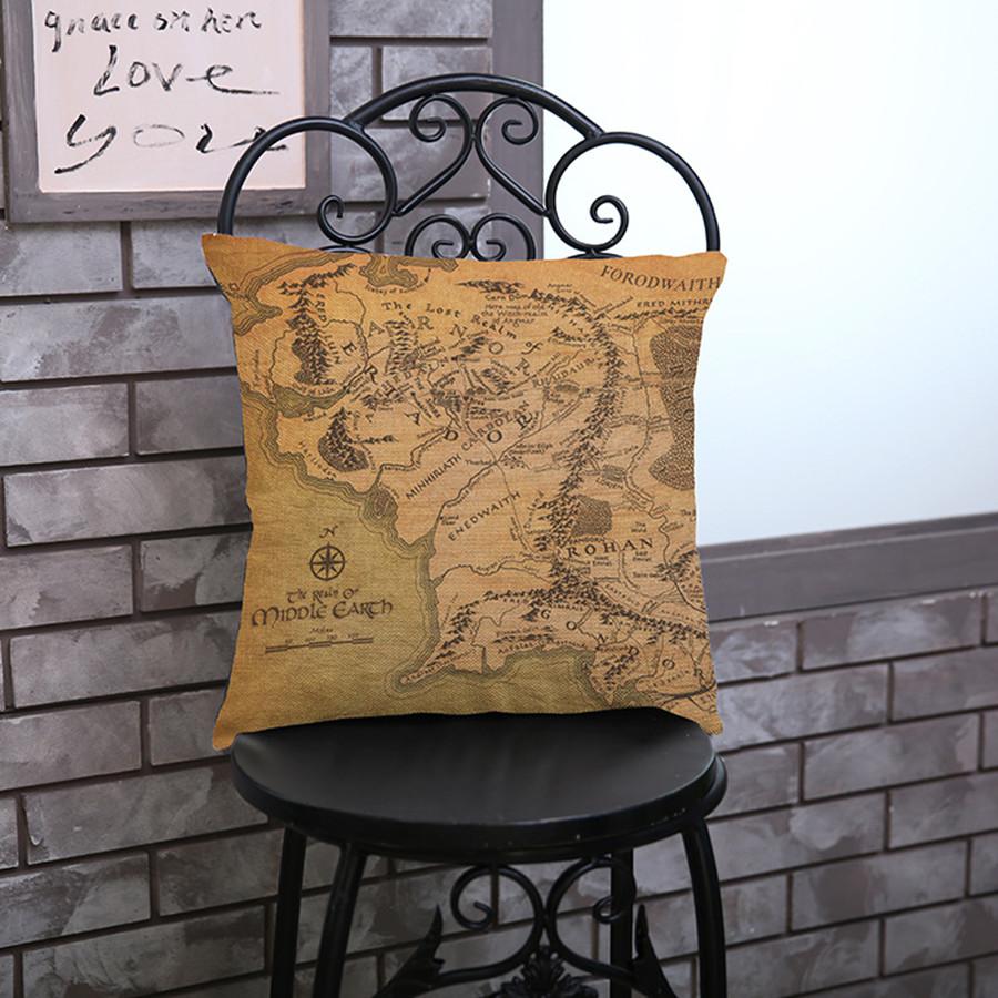 Vintage Ocean Map Pattern Cushion Cover Retro World Nautical Maps Cotton Linen Sofa Decoration Throw Pillow Case Cojines