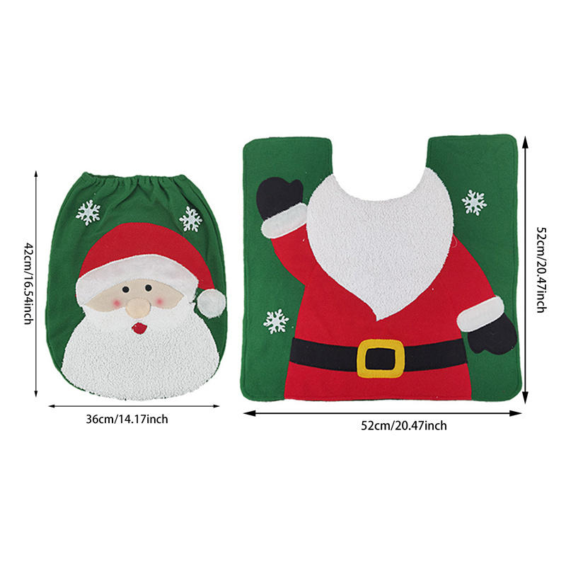 Creative Santa Claus Snowman Bathroom Toilet Seat Cover And Mat Xmas Supplies for Home New Year Decoration