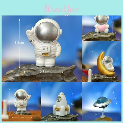 Cute Resin Astronaut Figurine Unique Home Decor Space Theme Cake Topper Accessory