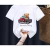 Children's Funny Bear Print T-shirt Summer Short Sleeve Cartoon Harajuku Style Girl Boy Teddy Bear T-Shirt Tops for Kids