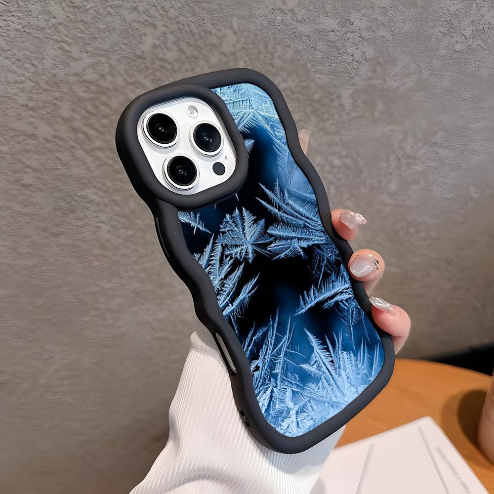 Winter Snowflake Mobile Cell Phone Case for iPhone 17 16 15 14 13 12 11 Air Pro Max Plus Wavy Edge TPU Colorful Cover Luxury