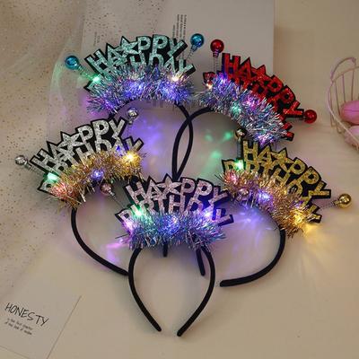 Luminous Happy Birthday Headband Plastic Ball Children Birthday Hair Bands Girls