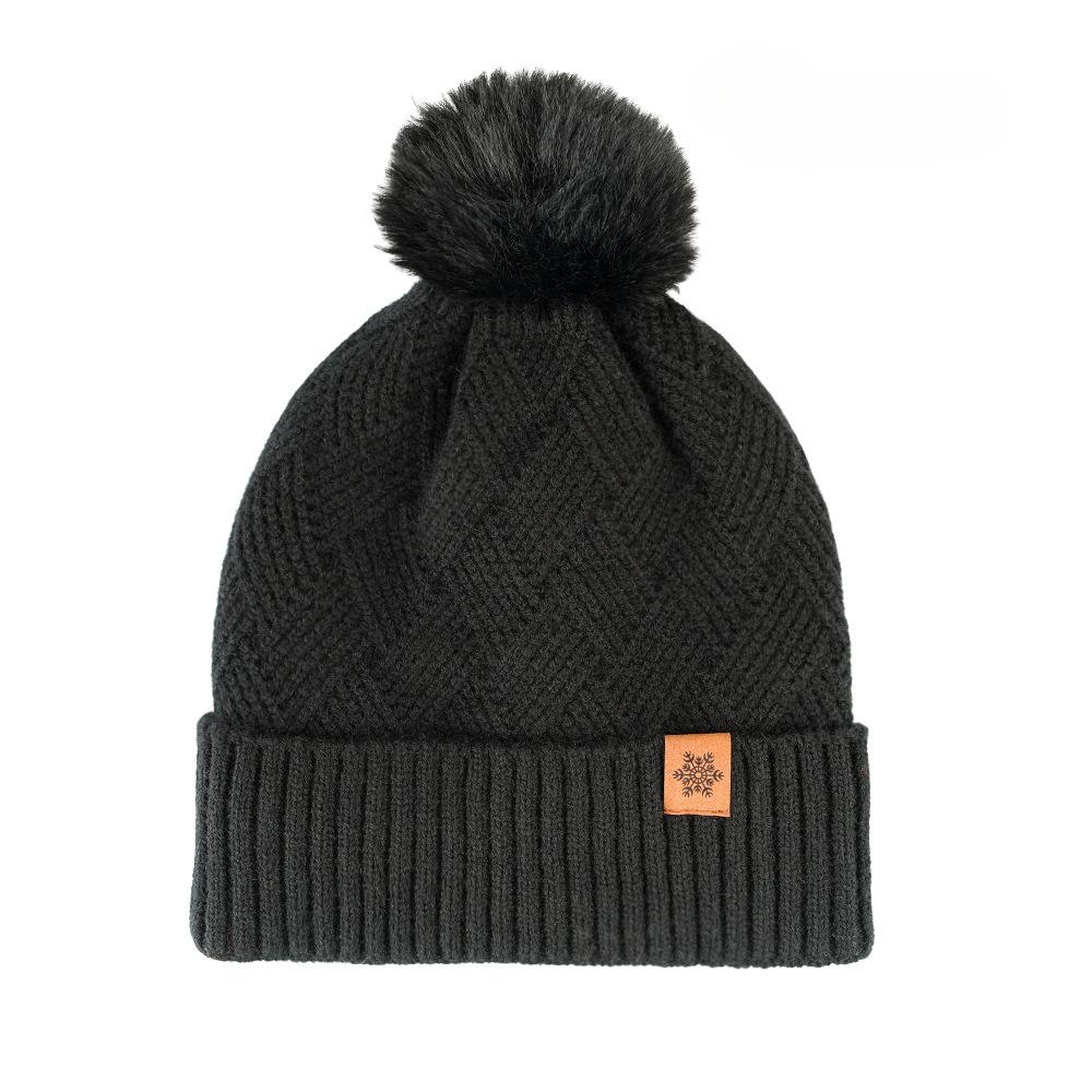 Women's Three Sizes To Choose From: Knitted Hat, Scarf, Glove, Women's Autumn and Winter Outdoor Warm Double Layer Knitted Hat
