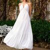 New Four-sided Elastic Deep V Neck Strap Dress, European and American Sexy Backless Seaside Vacation Elegant Long Dress