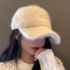 Solid Color Women's Baseball Cap Adjustable Winter Warm Hat Versatile Plush Dubill Cap  Daily