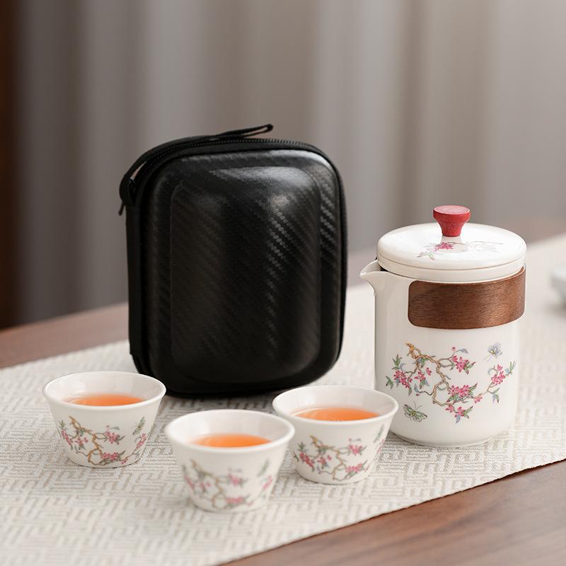 Travel Tea Set Fresh Wisteria Tea Set Portable Kung Fu Ceramic Outdoor Camping Kuaike Cup Business