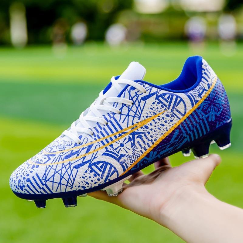 

2025 football shoes men s low-top blue and white porcelain spikes youth professional training shoes large size sports shoes 32